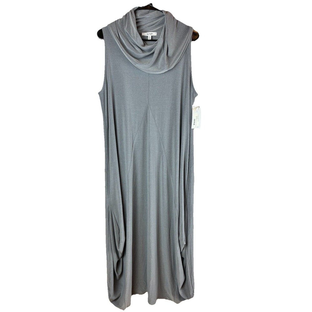 Sympli  Sz 16 NWT Dream Dress Cowl Neck Sleeveless Silver Metallic  MSRP $235
